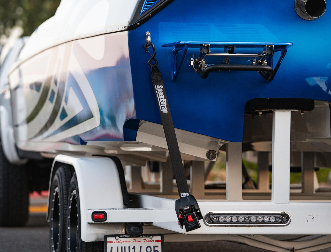 2” x 43” Stainless Steel Retractable Marine Transom Tie-Down Straps with Snap S-Hooks (2 Pack)