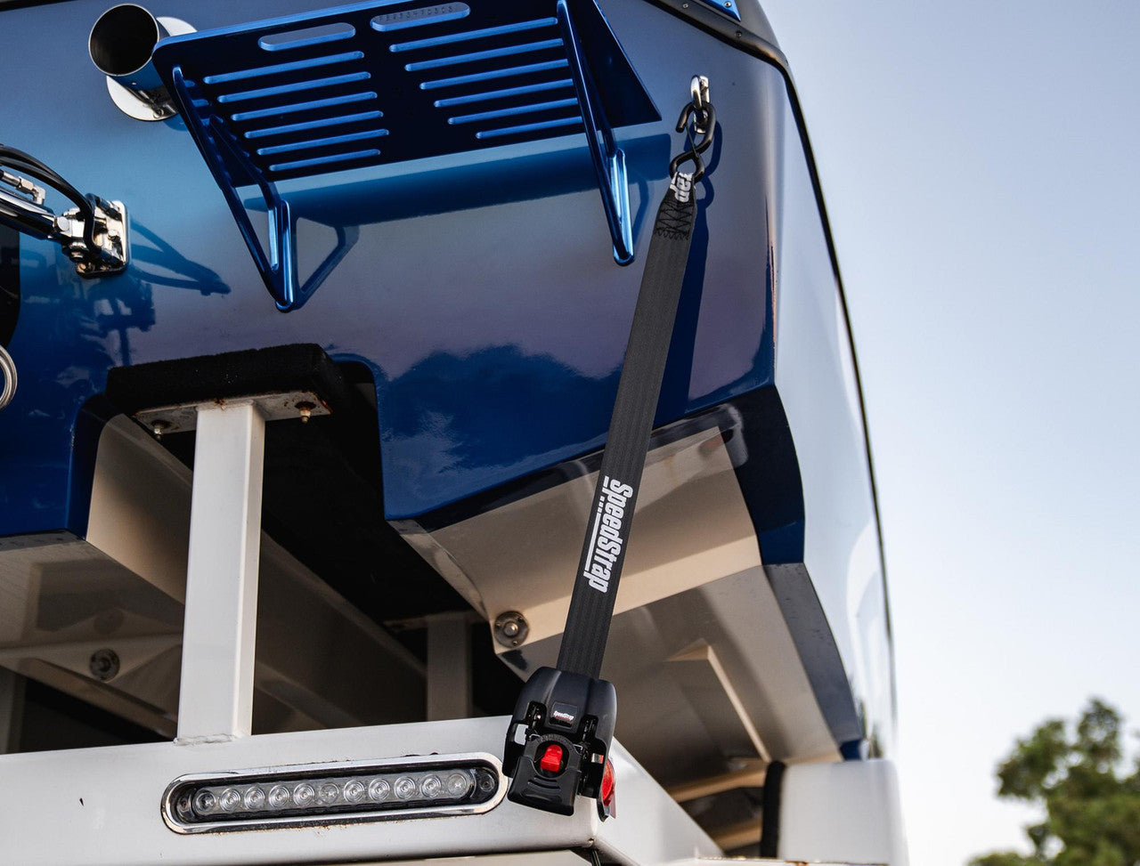 2” x 43” Stainless Steel Retractable Marine Transom Tie-Down Straps with Snap S-Hooks (2 Pack)