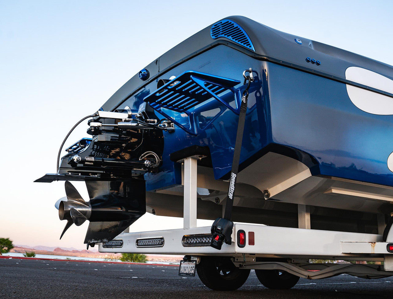 2” x 43” Stainless Steel Retractable Marine Transom Tie-Down Straps with Snap S-Hooks (2 Pack)