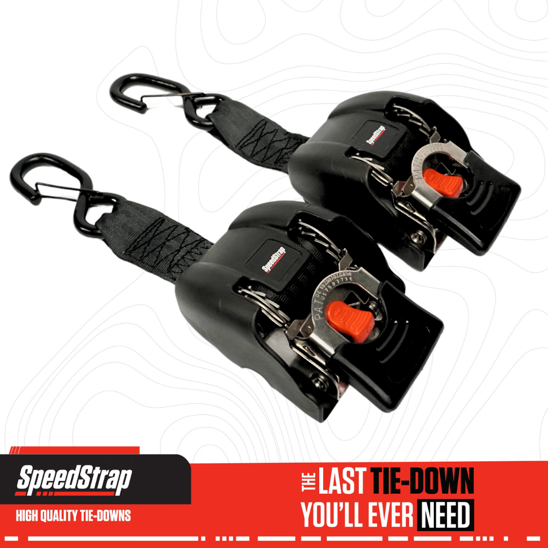 2” x 43” Stainless Steel Retractable Marine Transom Tie-Down Straps with Snap S-Hooks (2 Pack)