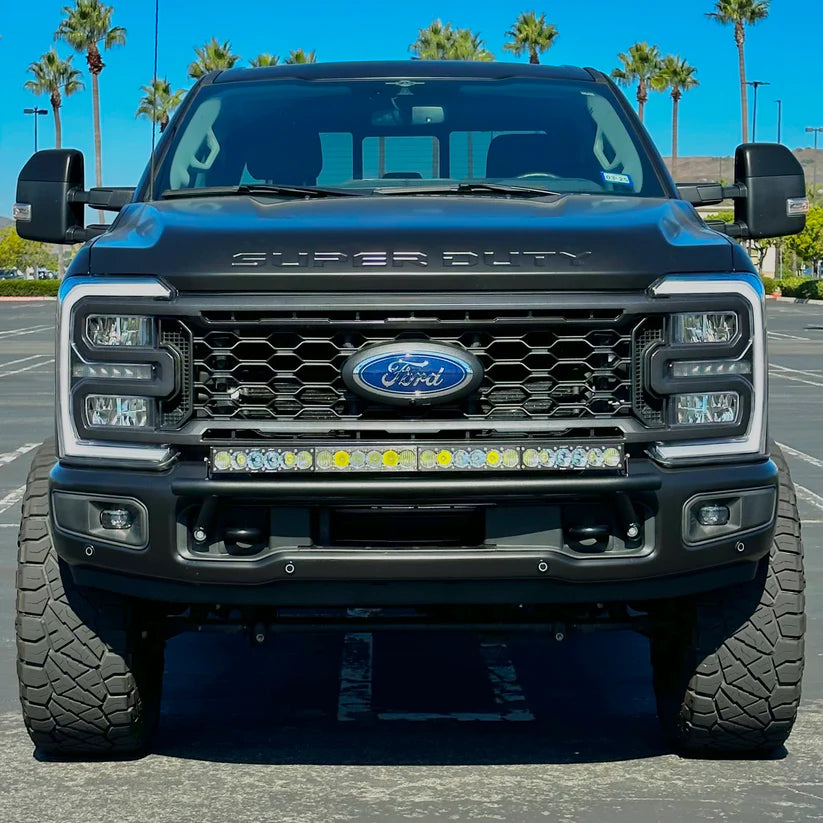 2017-2024 Ford Super Duty Light Mount "Low Pro" Series for 40" Baja Designs OnX6 Arc Light Bar Front View