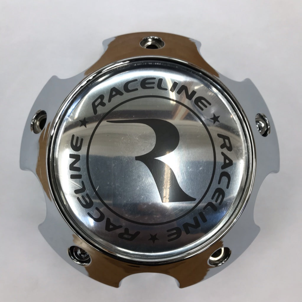 RACELINE 982 RAPTOR CAP CHROME W/SILVER LOGO 5X5.5/5X150 Front View