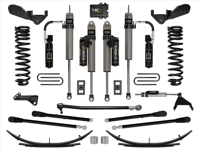 ICON 2023-2025 Ford F-250/F-350 Super Duty 4WD, Gas, 2.5" Lift, Stage 6 Suspension System w/ 4-Link and Expansion Packs