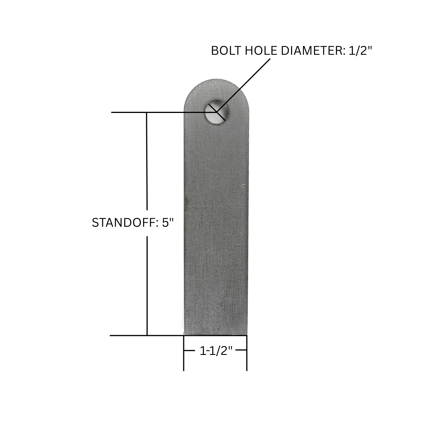 SDHQ Built Long Tab | 1/4" Thick, 1/2" Bolt Hole
