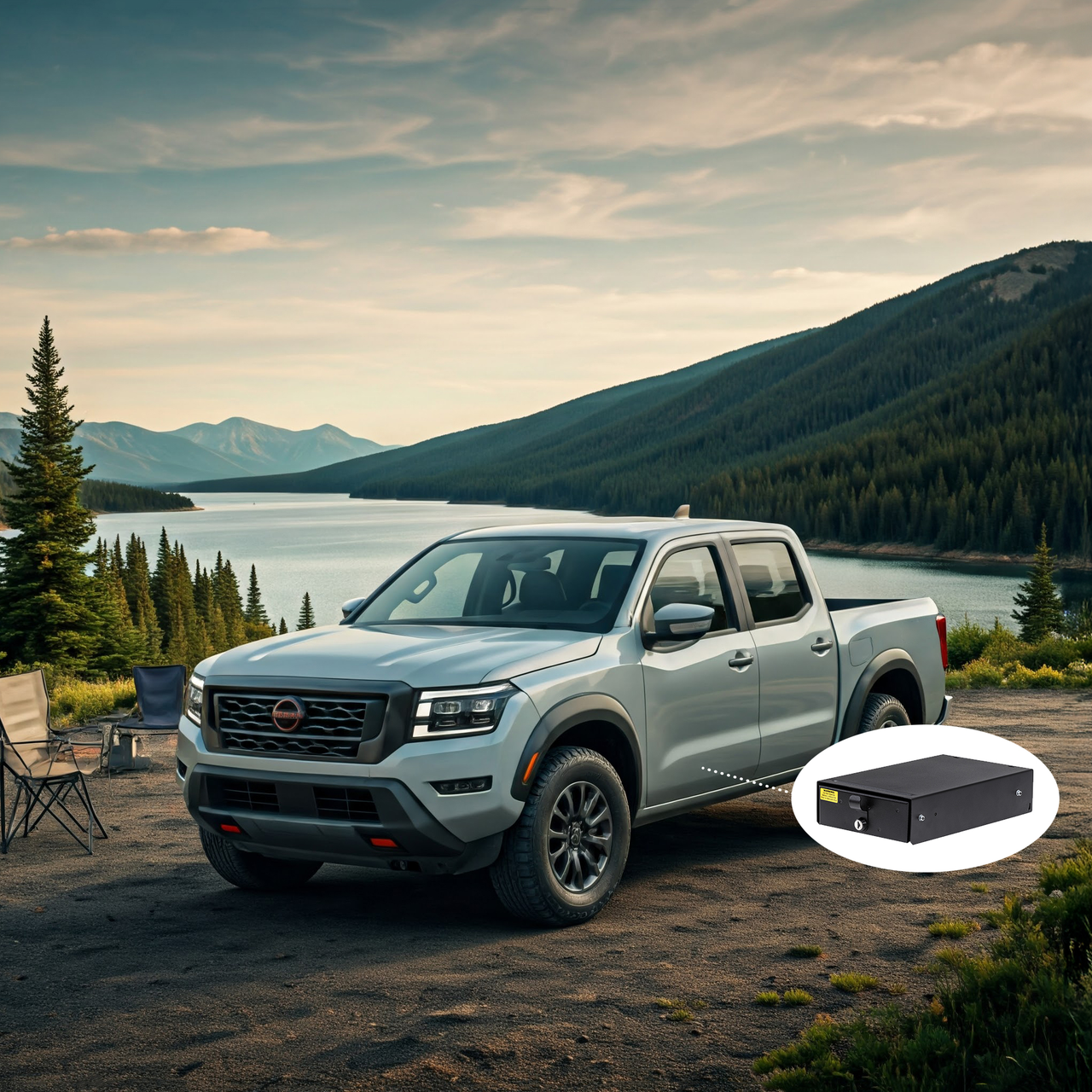 SecureStash Underseat Drawer for Nissan Frontier (2022-2025) | Driver's Side | Standard Key Front View