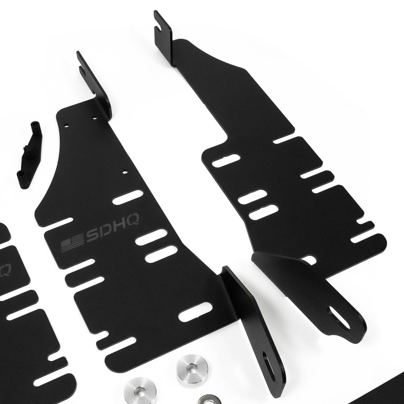 2025 Ram 1500 RHO SDHQ Built Behind the Grille LED Light Bar Mount display of included parts and hardware - close-up