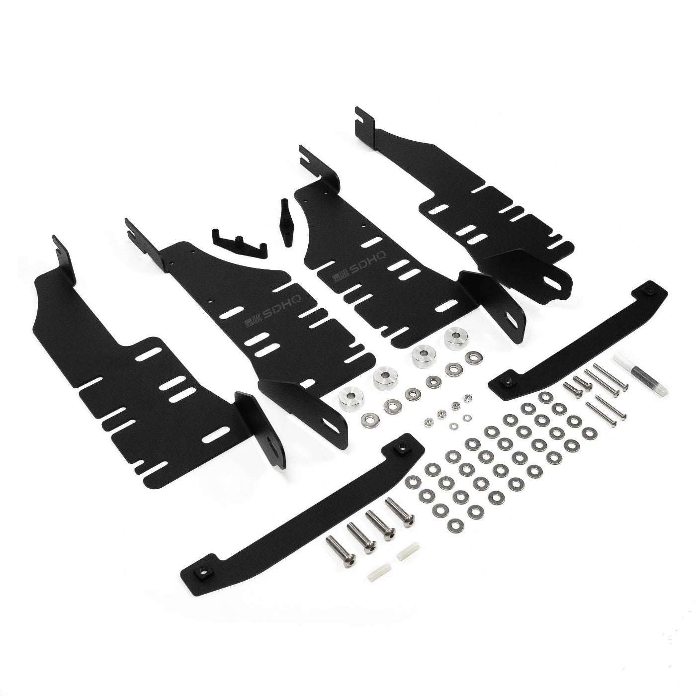 '19-25 Ram 1500 SDHQ Built Behind the Grille LED Light Bar Mount display of included parts and hardware