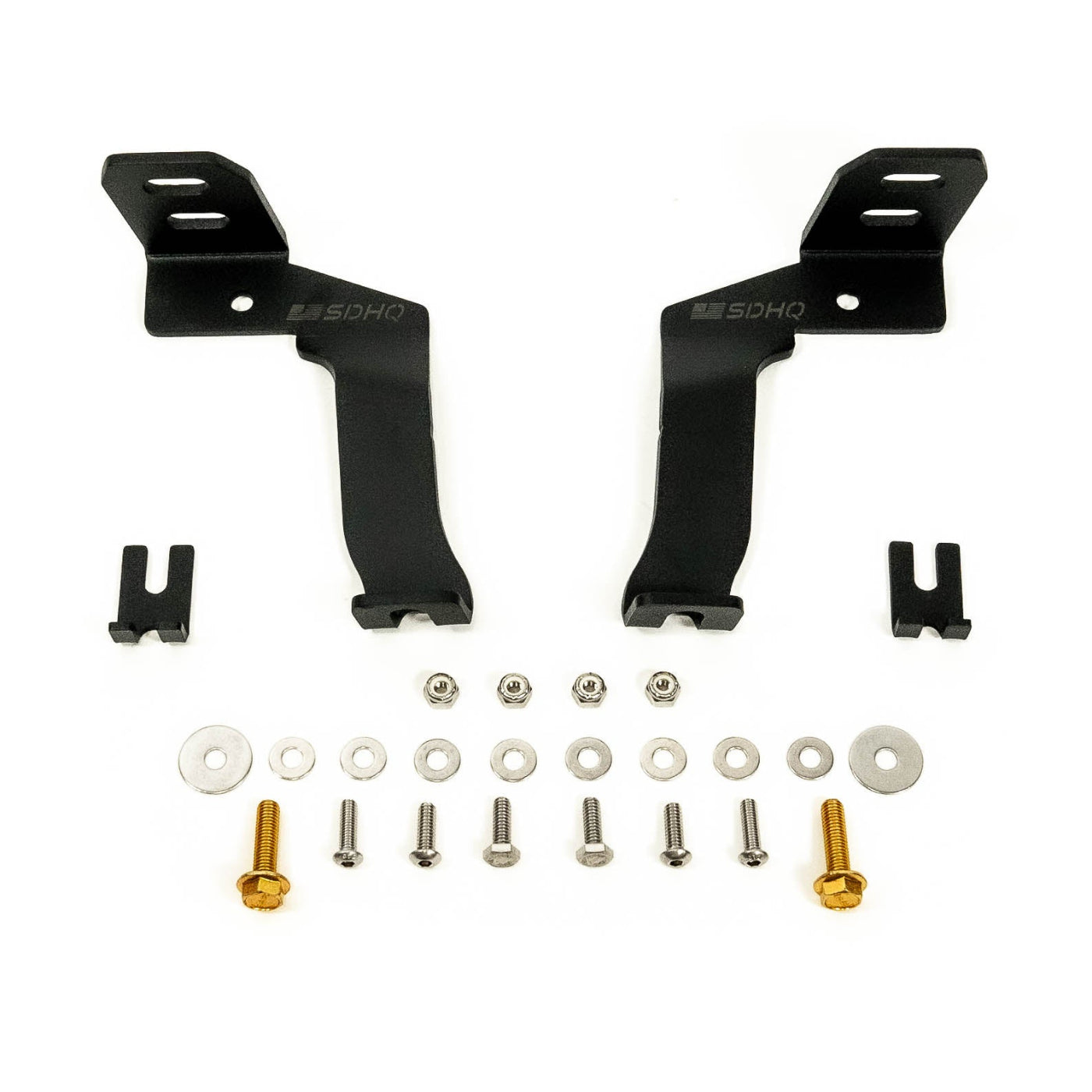 '21-25 Ford Raptor SDHQ Built A-Pillar Light Mounts display of included parts and hardware