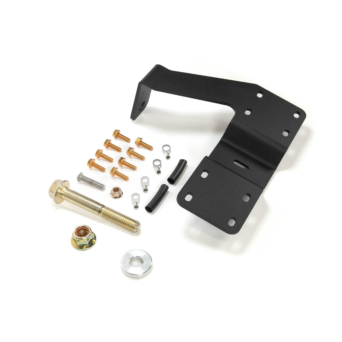 SDHQ Built '24+ Tacoma Air Compressor Mount display of included parts and hardware