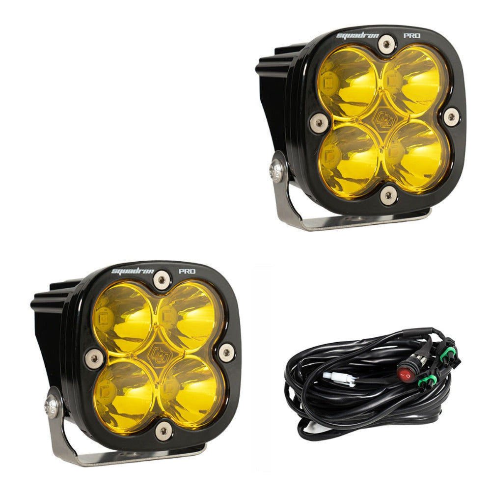 Baja Designs Squadron Pro LED Lights-Pair Display of Included Parts