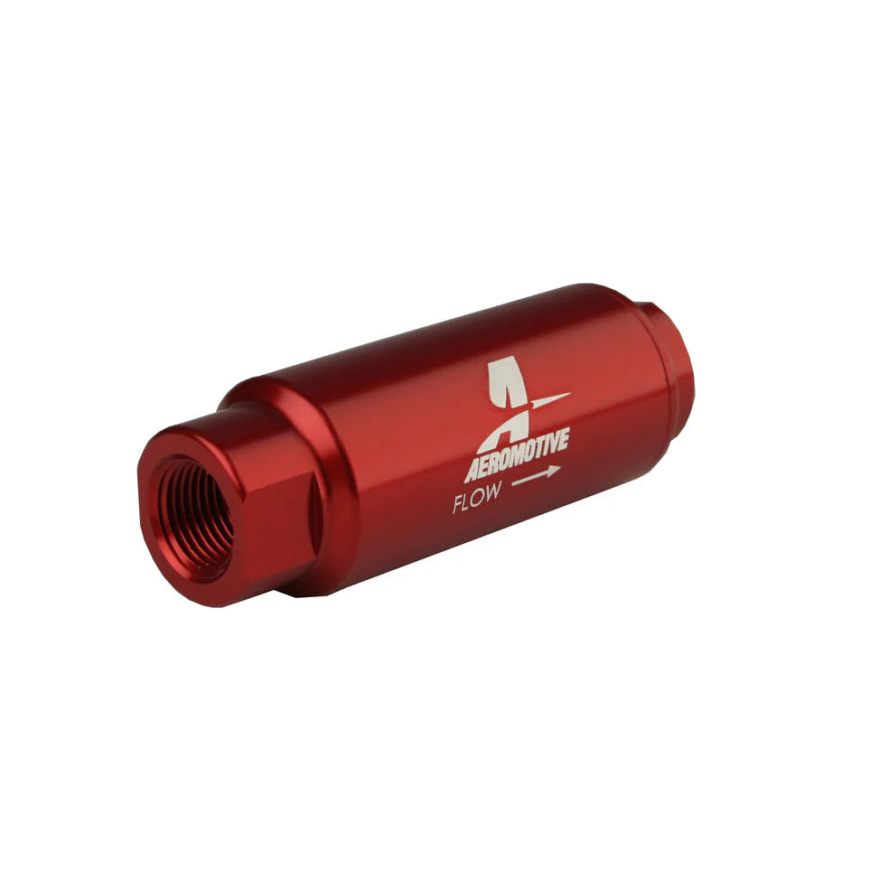 40 Micron Red Fuel Filter with 3/8 NPT Ports & Stainless Mesh Element
