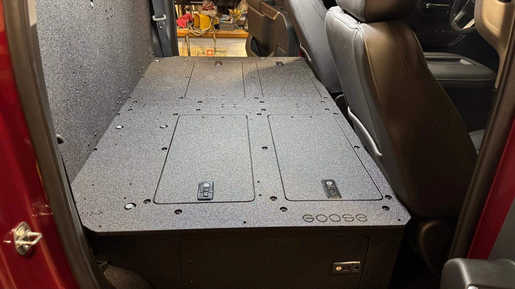 CHEVY - SILVERADO - 4TH GEN - GMC - SIERRA - 2019-PRESENT - 5TH GEN - EXPLORE SERIES - CREW CAB - SEAT DELETE PLATE SYSTEM - SECOND ROW - 100% Front View