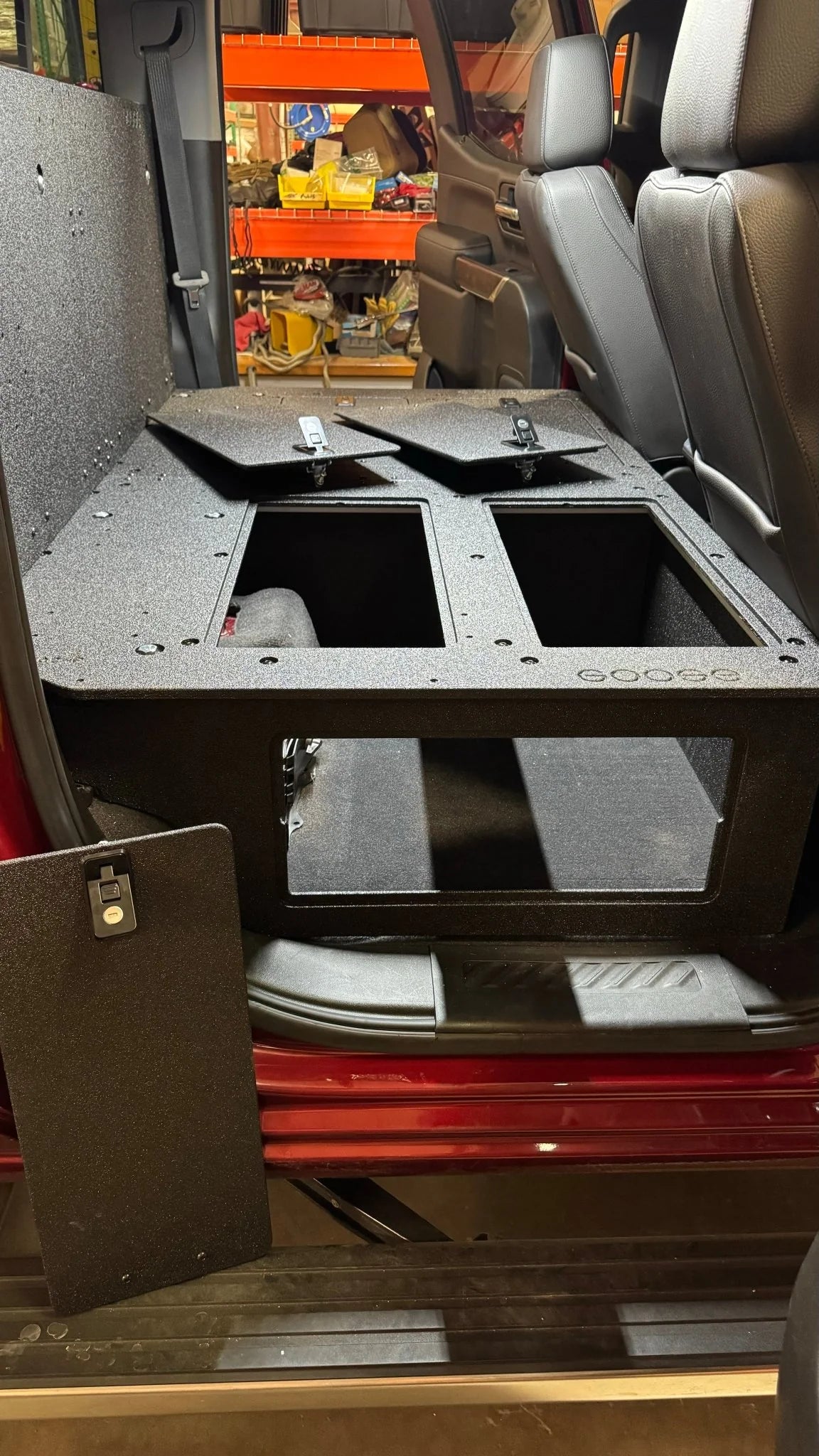 CHEVY - SILVERADO - 4TH GEN - GMC - SIERRA - 2019-PRESENT - 5TH GEN - EXPLORE SERIES - CREW CAB - SEAT DELETE PLATE SYSTEM - SECOND ROW - 100% Front View