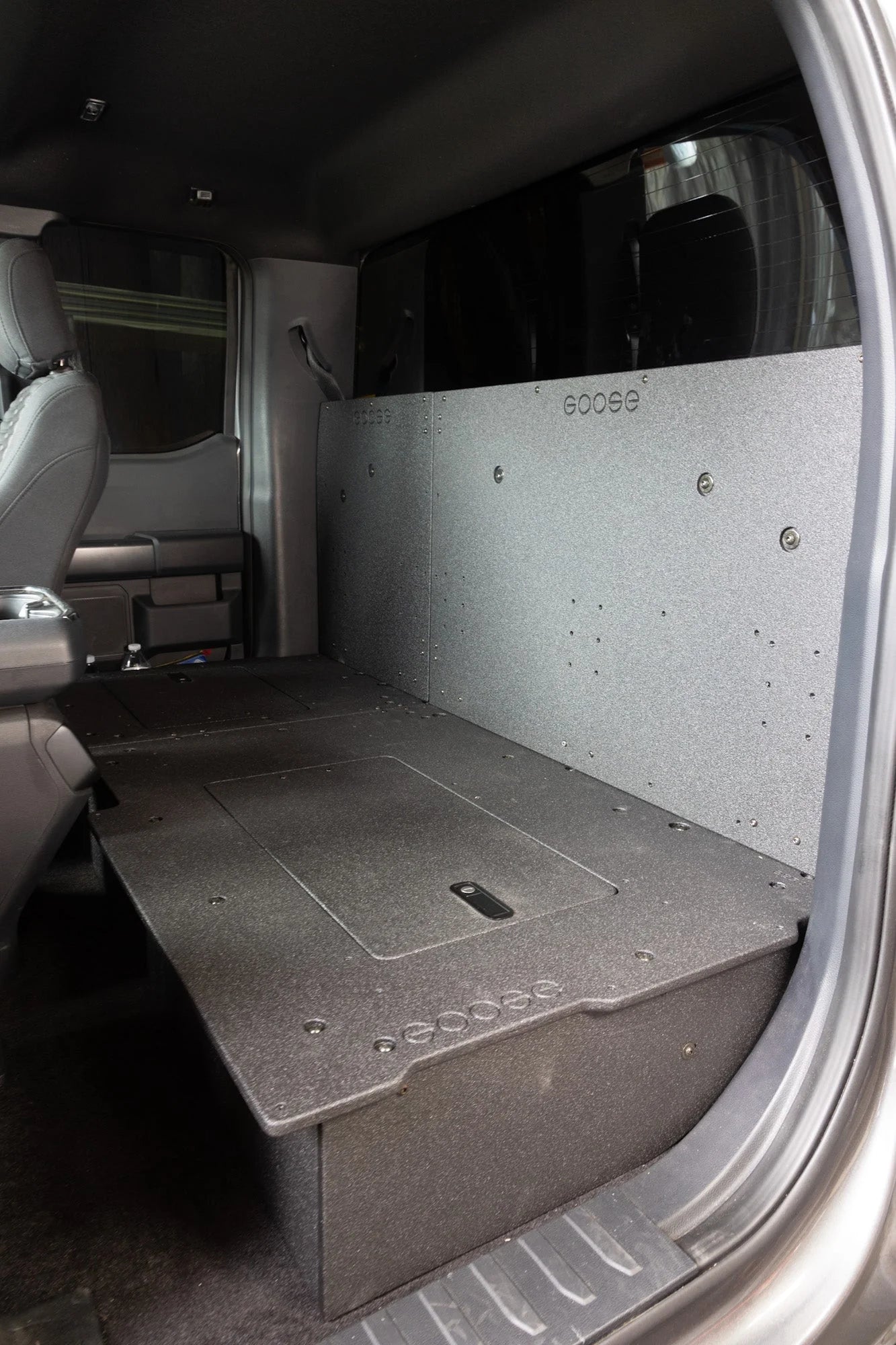 Ford F150 2015-Present 13th & 14th Gen. SuperCab - Second Row Seat Delete Plate System Front View