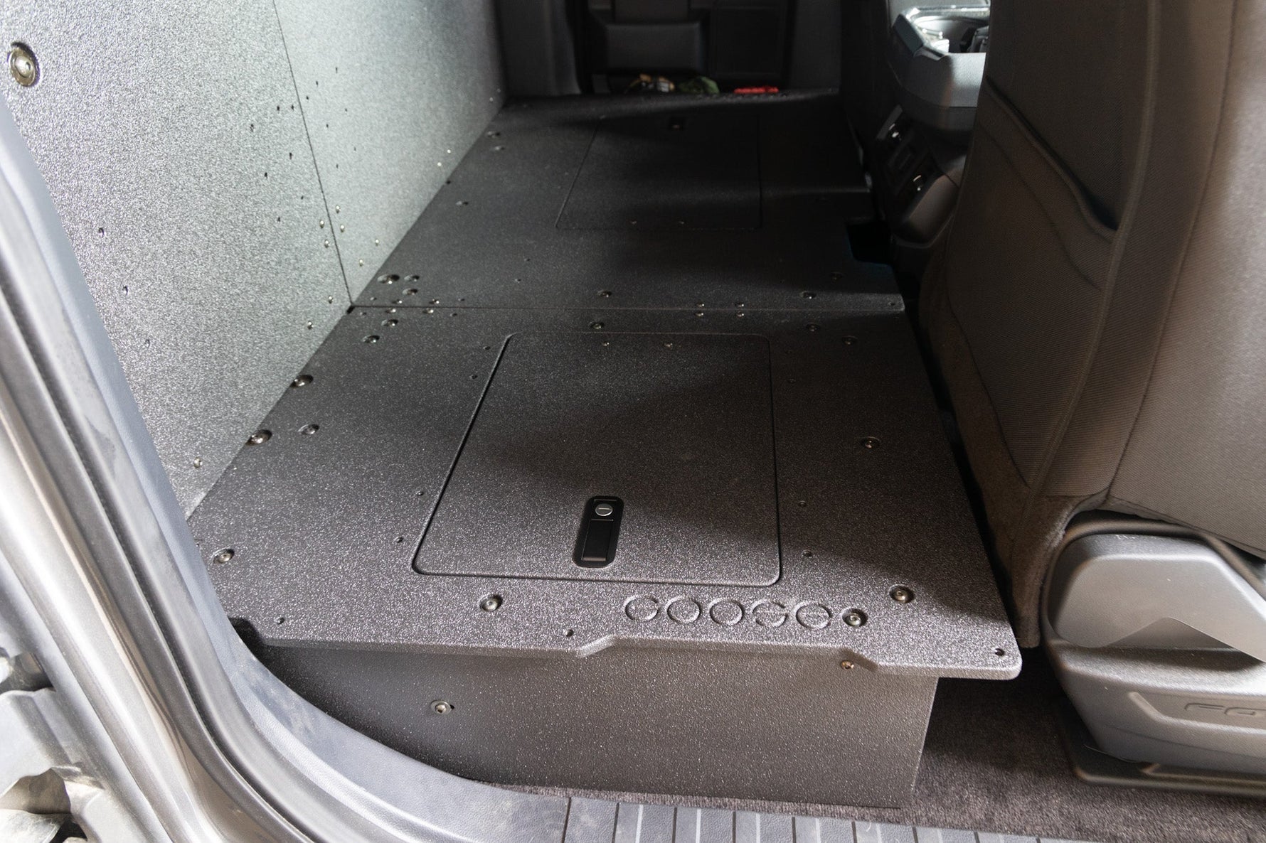 Ford F150 2015-Present 13th & 14th Gen. SuperCab - Second Row Seat Delete Plate System Front View