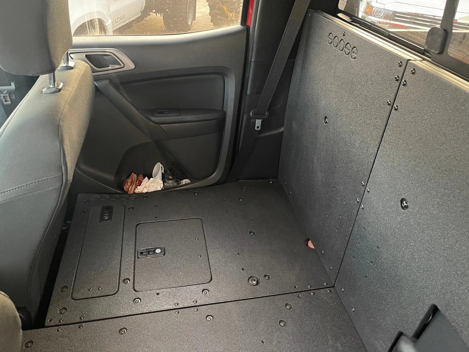 Ford Ranger 2019-2023 4th Gen. Super Crew - 100% Second Row Seat Delete Plate System Front View