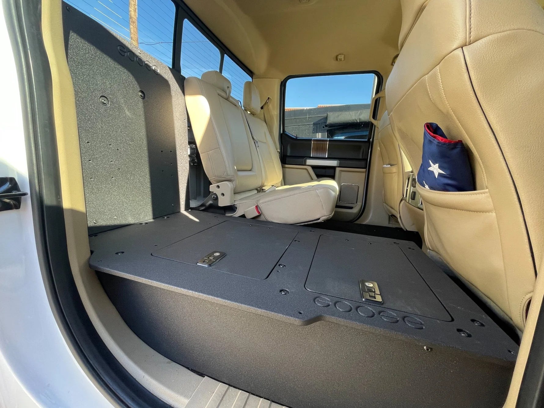 Ford Super Duty F250-F550 2017-Present 4th & 5th Gen. Crew Cab - Second Row Seat Delete Plate System Front View