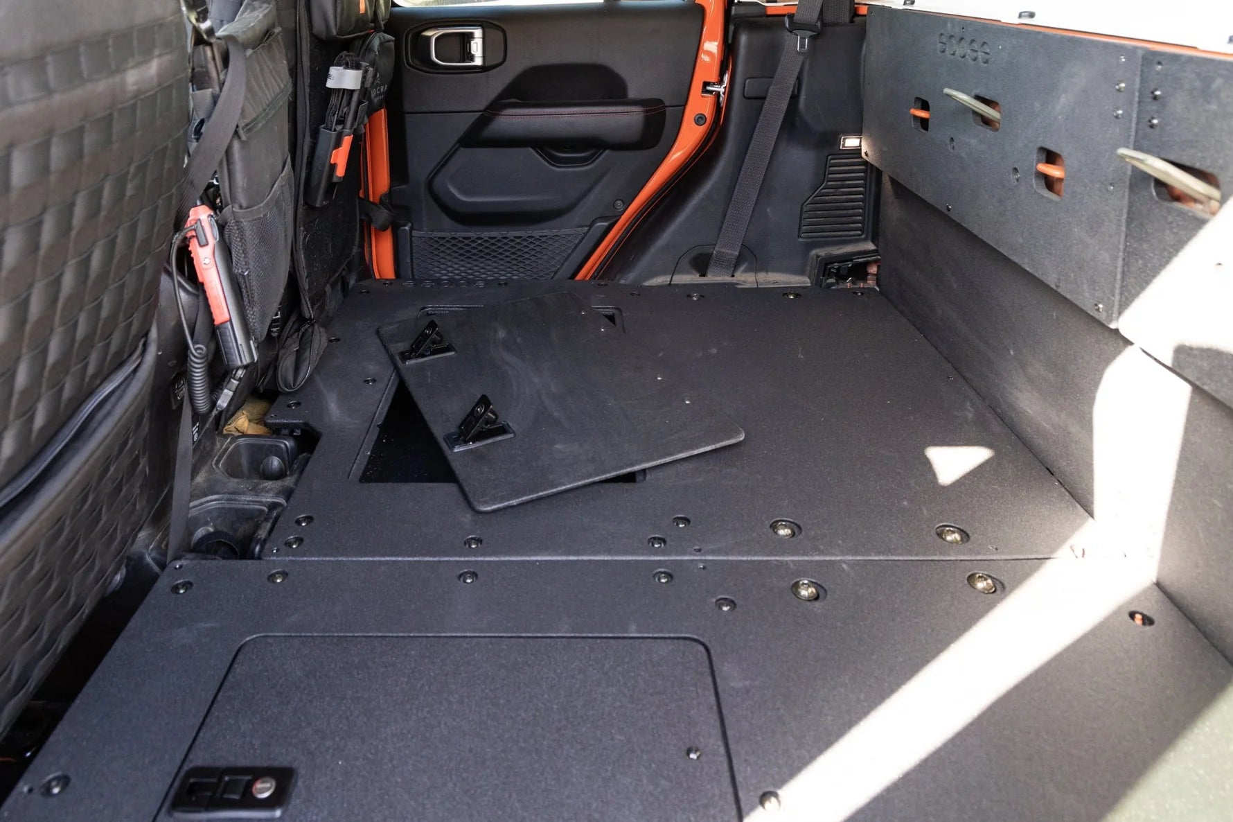 Jeep Gladiator 2019-Present JT 4 Door - Second Row Seat Delete Plate System - Extended Platform Front View