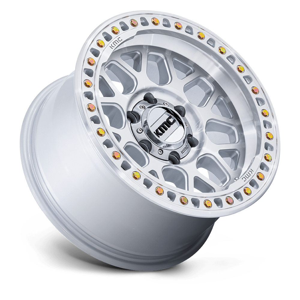 KMC WHEELS | GRS | GLOSS SILVER W/ MACHINED FACE Front View