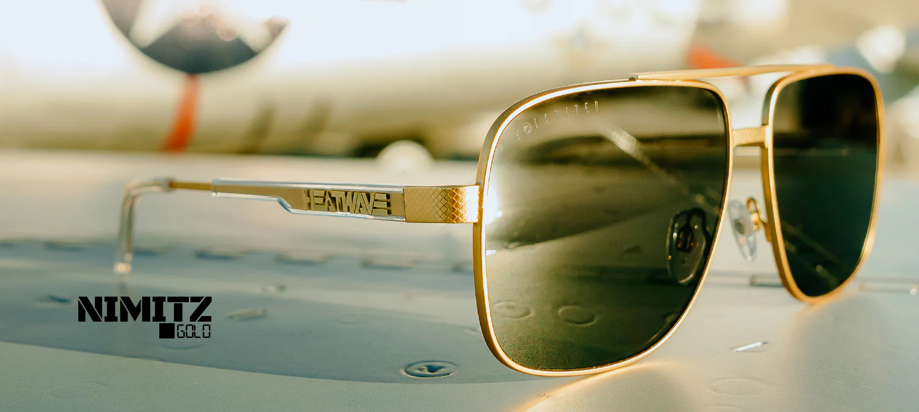 Nimitz Sunglasses: Gold Front View