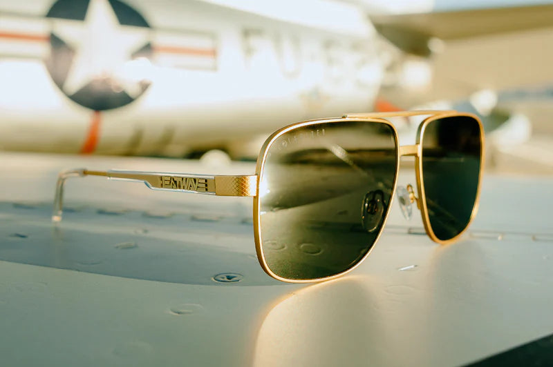 Nimitz Sunglasses: Gold Front View