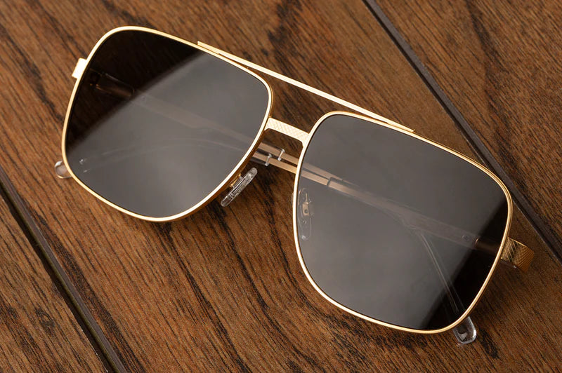 Nimitz Sunglasses: Gold Front View