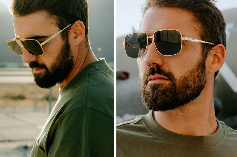 Nimitz Sunglasses: Gold Front View