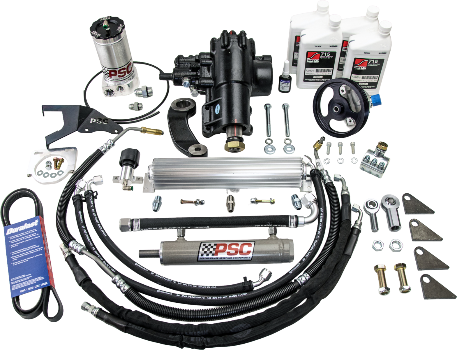 07-11 Jeep JK 3.8L Cylinder Assist™ Steering Kit, 6.75" Lock-to-Lock - Trussed Factory Axle Front View