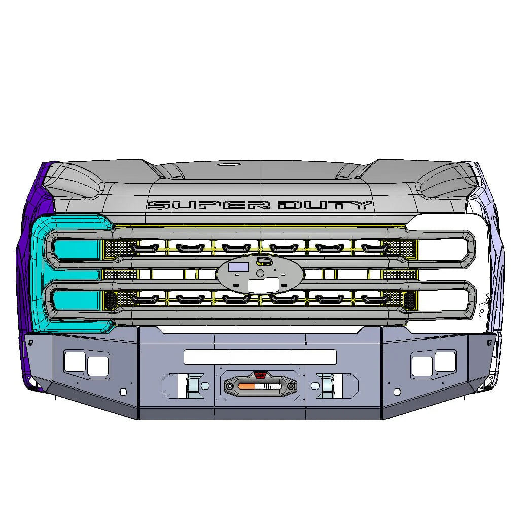 2023+ FORD SUPERDUTY F250/F350 ATTITUDE SERIES FRONT WINCH BUMPER Front View