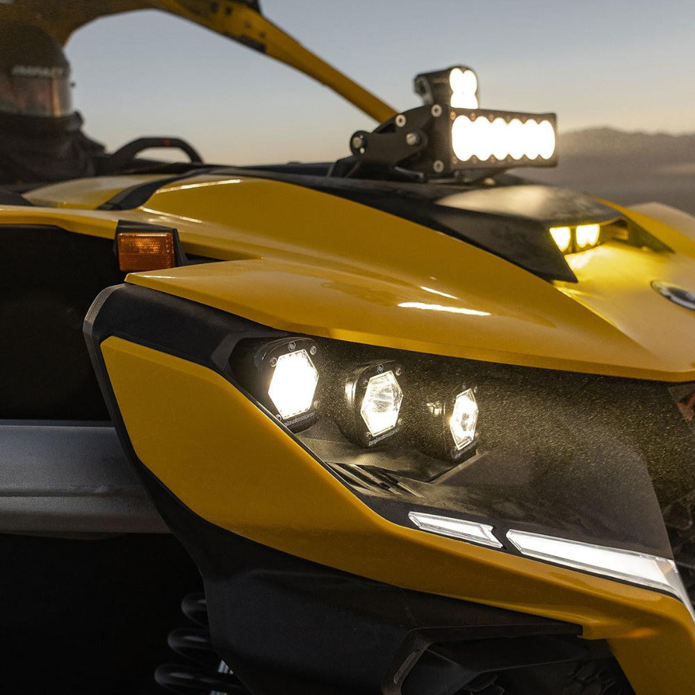 Can-Am Maverick R Triple S1 Headlight Kit Display on Vehicle