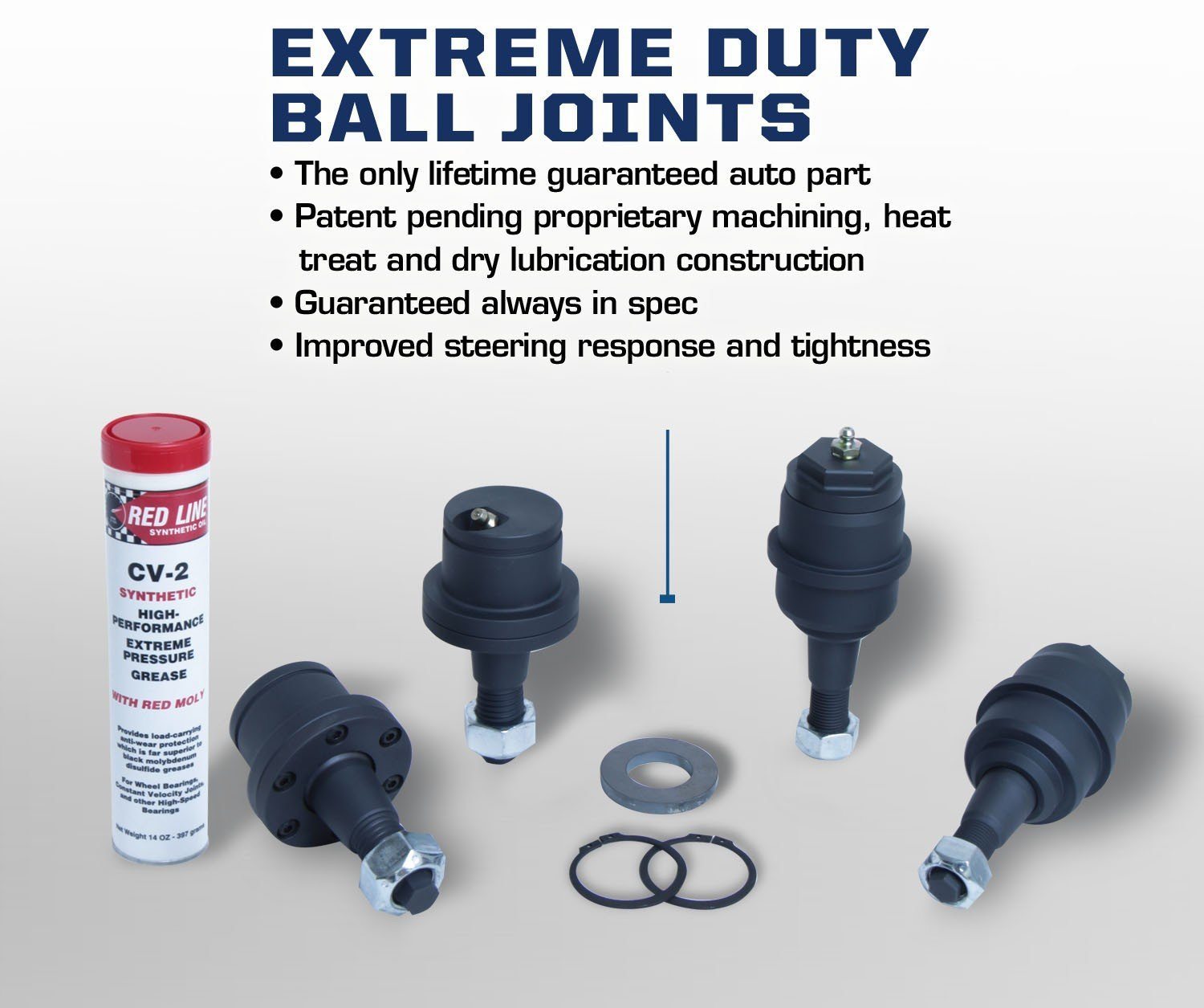 '03-24 Dodge Ram 2500/3500 Upper Ball Joint Kit Display of Included Parts and Benefits