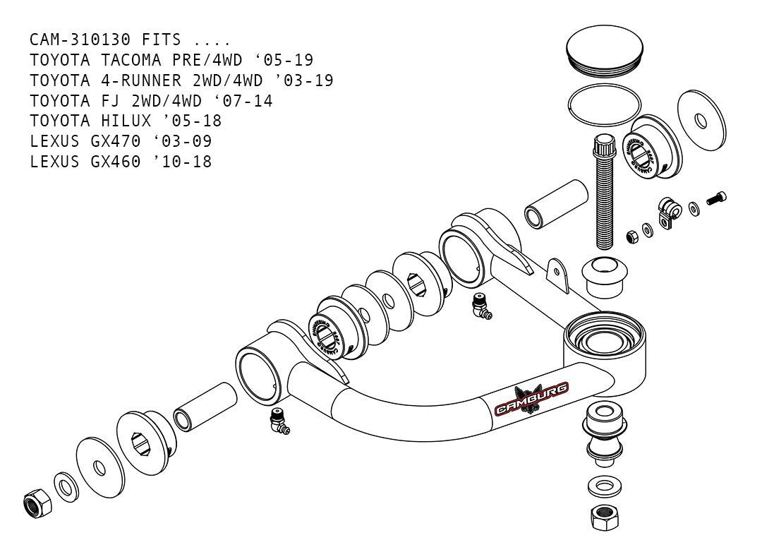 '03-24 Toyota 4Runner 1.25" Uniball Upper Control Arms Design