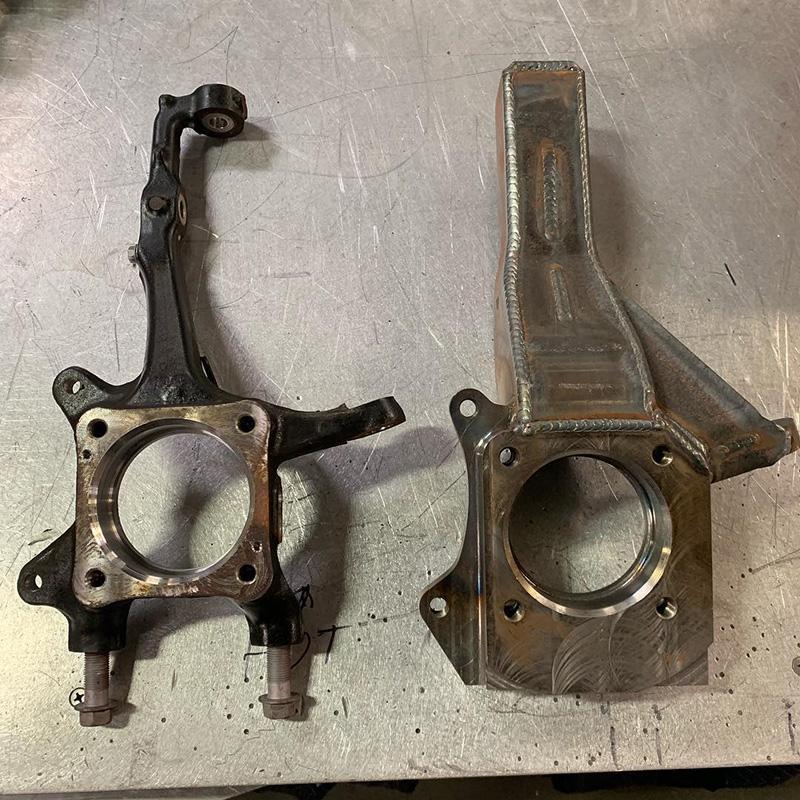 '05-23 Toyota Tacoma Camburg Performance Spindle Kit Stock Comparison