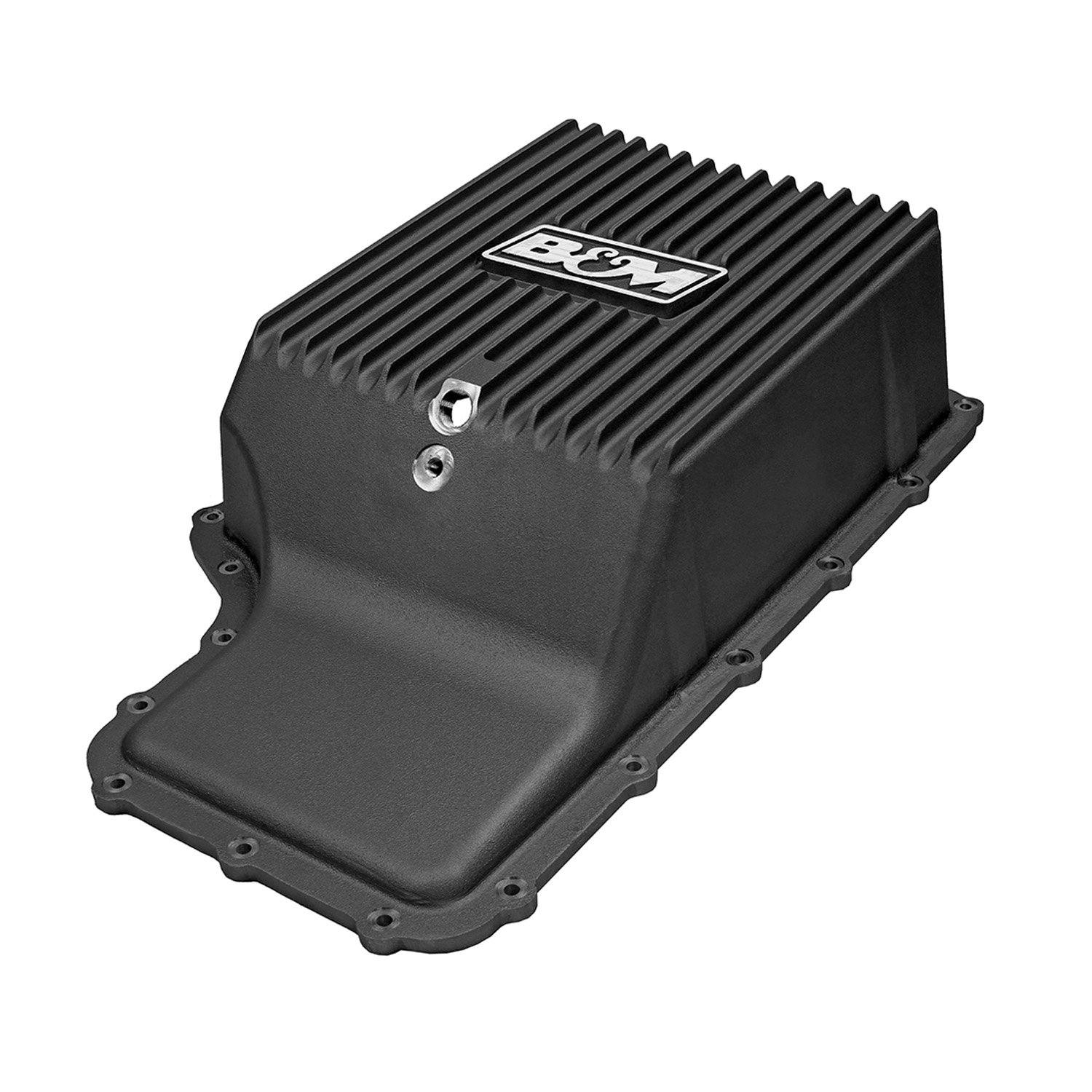 '11-21 Ford F250/F350 B&M HI-TEK Deep Transmission Pan - Black Drivetrain B&M close-up Display