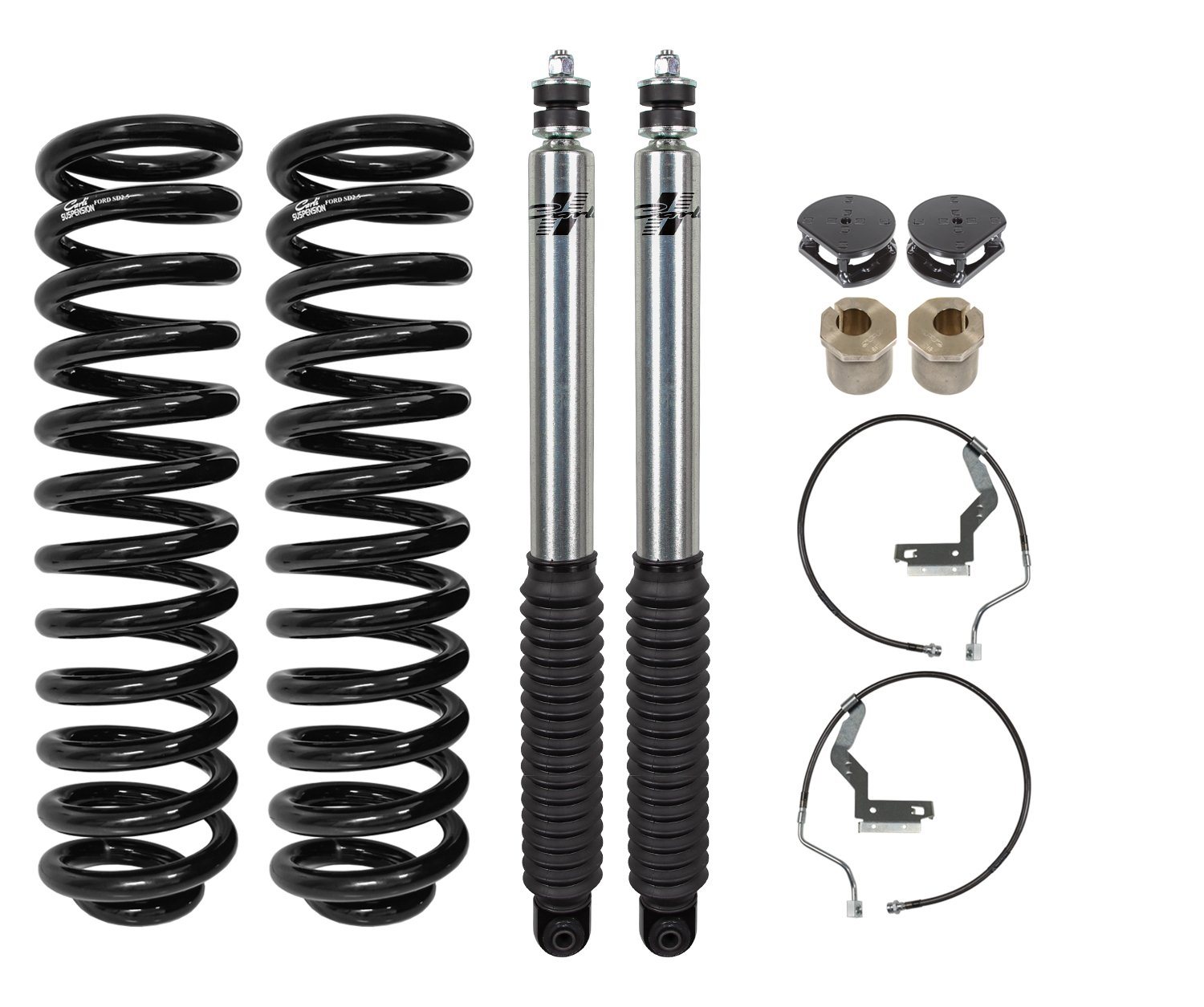 '17-23 Ford F250/350 6.2L/7.3 Gas-2.0 Leveling Kit Display of Included Parts