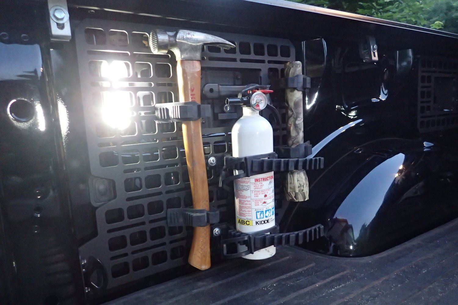 '17-24 Ford F250/350 BuiltRight Bedside Rack System-Large Panel Display in Vehicle