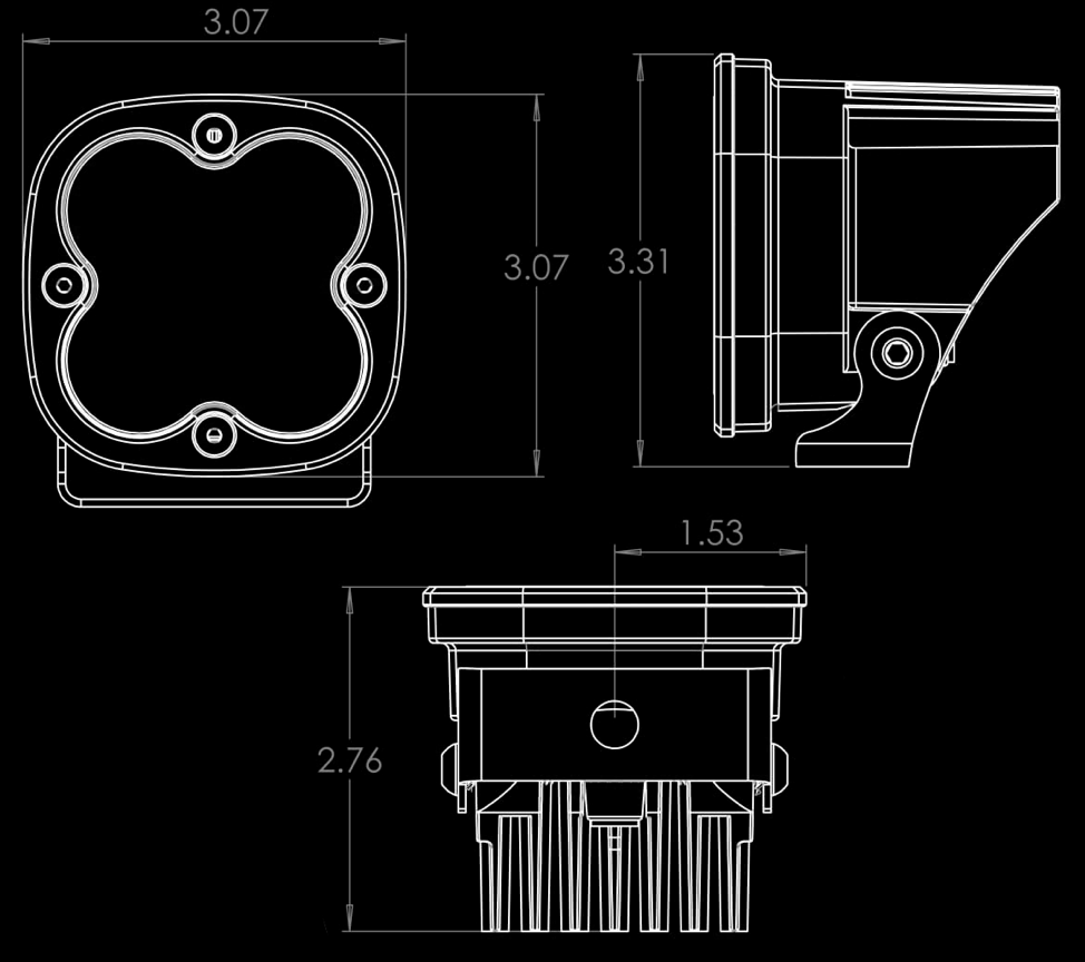 '17-22 Ford F250/350 SAE Fog Light Kit Lighting Baja Designs Diagram of Measurements