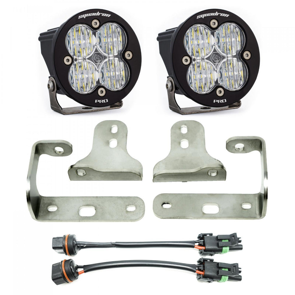 '18-22 Jeep JL Fog Light Pocket Kit Lighting Baja Designs Jeep Sport/ Sport-S Squadron Pros Display of Included Parts