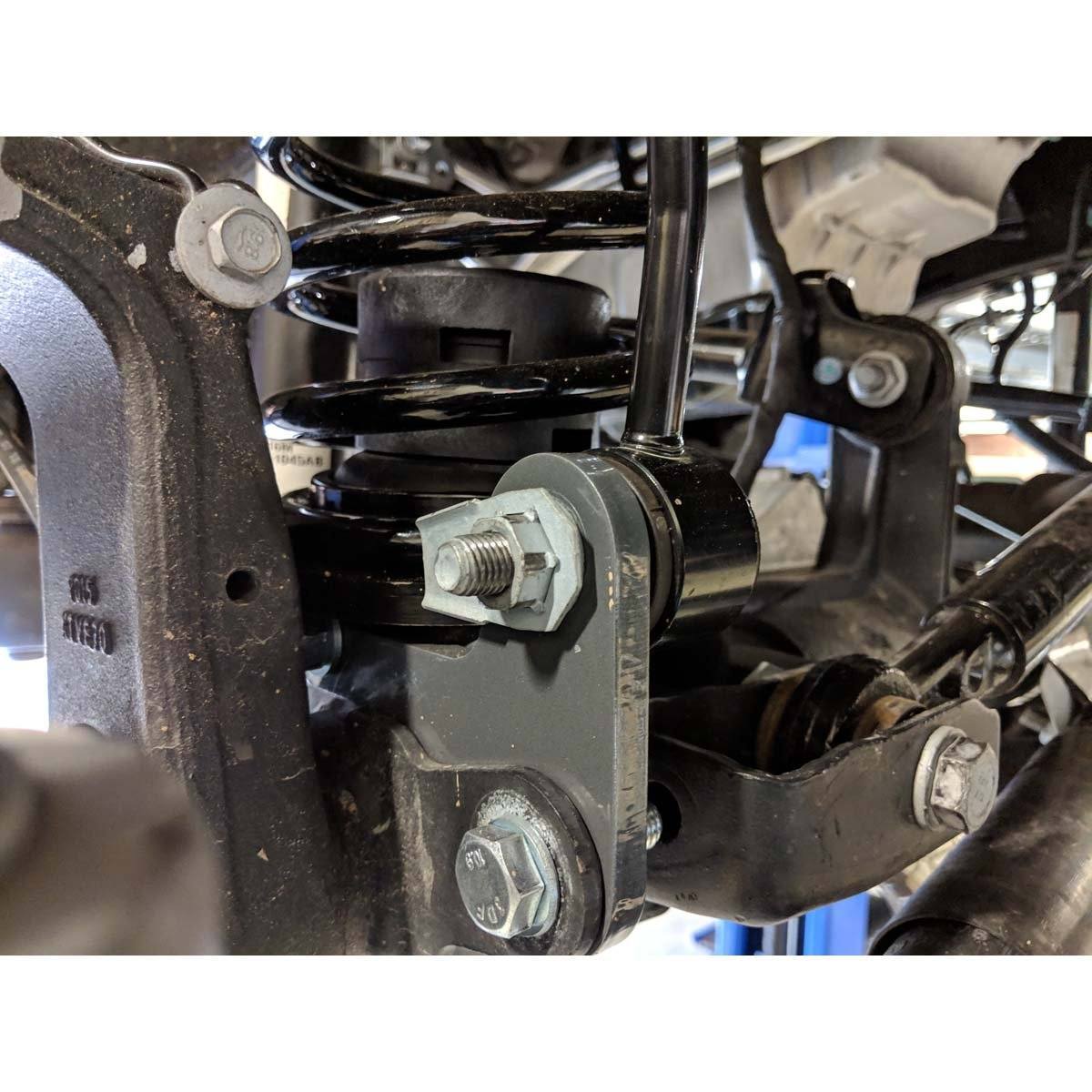 '18-23 Jeep JL Front Sway Bar Link Relocation Brackets Suspension Synergy Manufacturing close-up