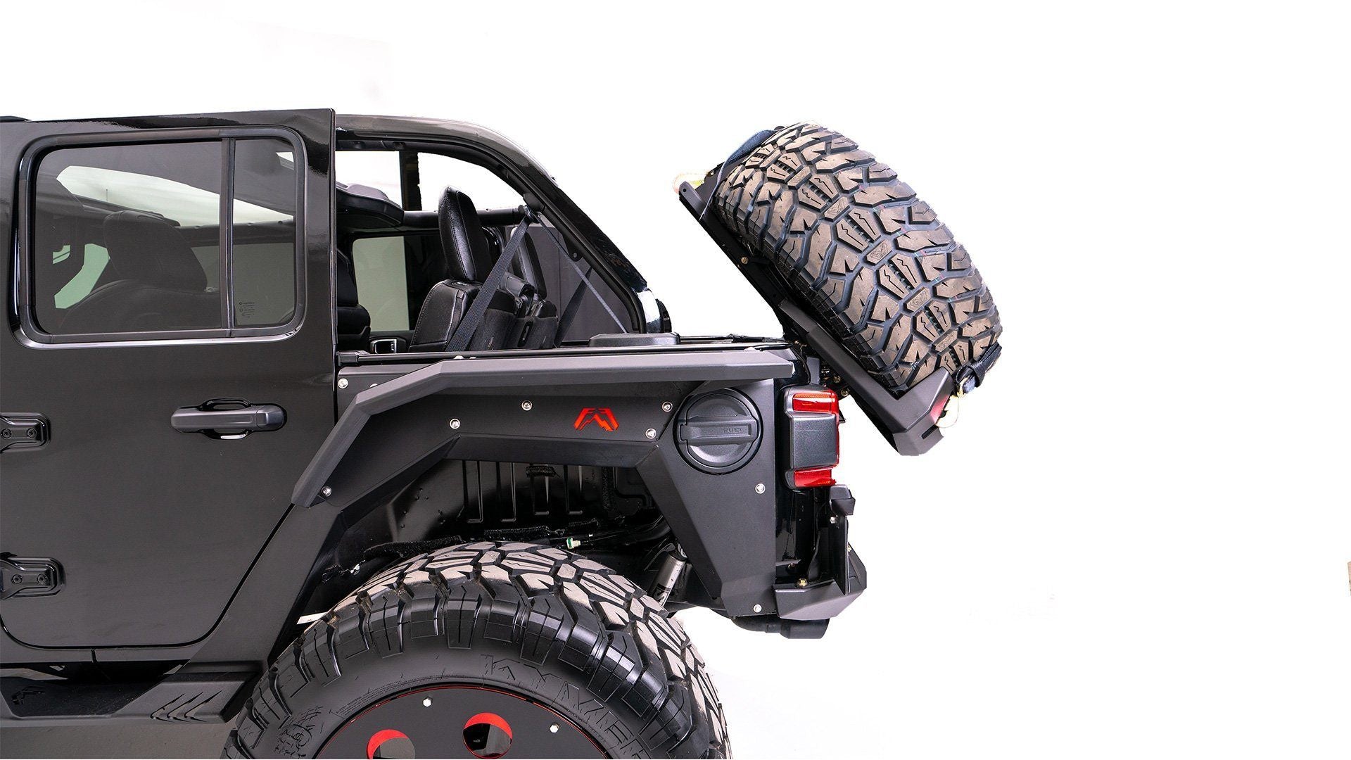 '18-22 Jeep JL Slant Back Tire Carrier Display on Vehicle