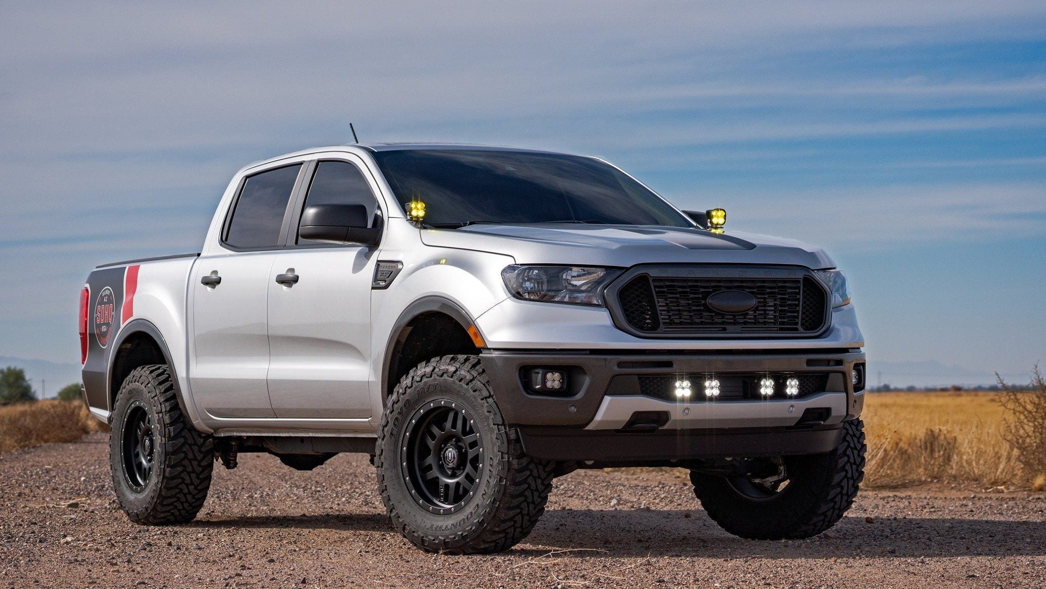 '19-22 Ford Ranger Grille Kit Lighting Baja Designs Sport display on Vehicle