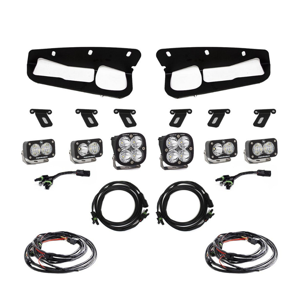 '21-23 Ford Bronco Squadron Sport Fog Light Pocket Kit Lighting Baja Designs Display of Included Parts