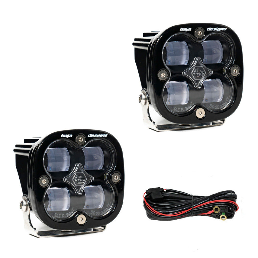 Baja Designs Squadron Series SAE LED Light-Pair Display of Included Parts