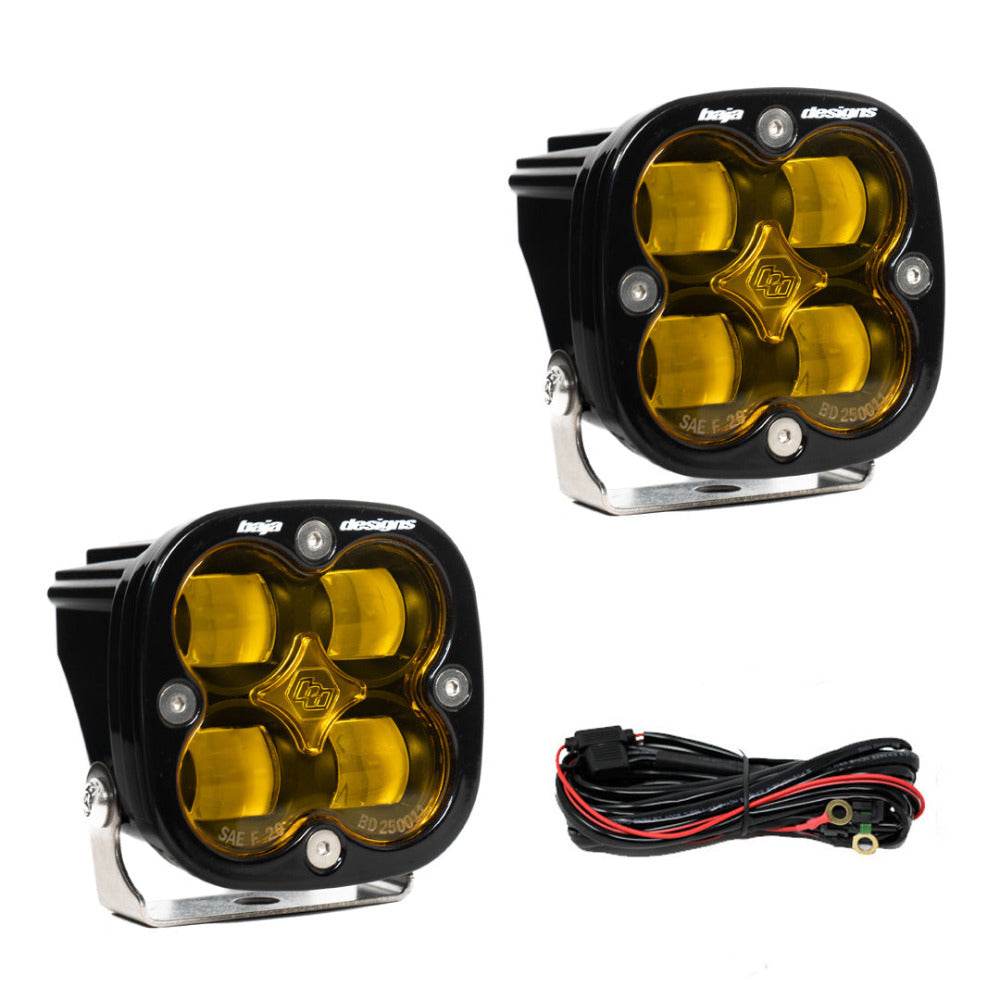 Baja Designs Squadron Series SAE LED Amber Light-Pair Display of Included Parts