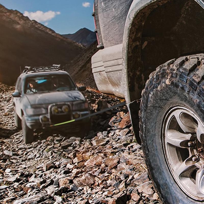 3" x 20' Black Op Tow Strap Display (In Use)