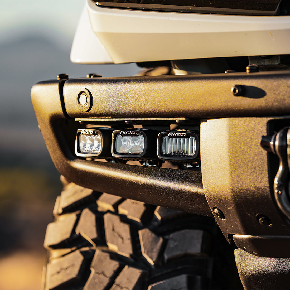 '21-23 Ford Bronco Rigid Modular Bumper Triple SR-M Fog Light Kit close-up