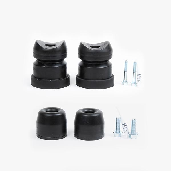 '96-02 Toyota 4Runner DuroBumps Front & 3.5" Rear Bump Stop Kit Display of Included Parts
