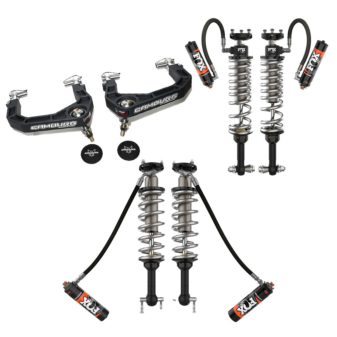 '21-23 4 Door Ford Bronco Front and Rear Fox Performance Elite Series RR 2.5 Coilovers with Upper Control Arms Display of included Parts