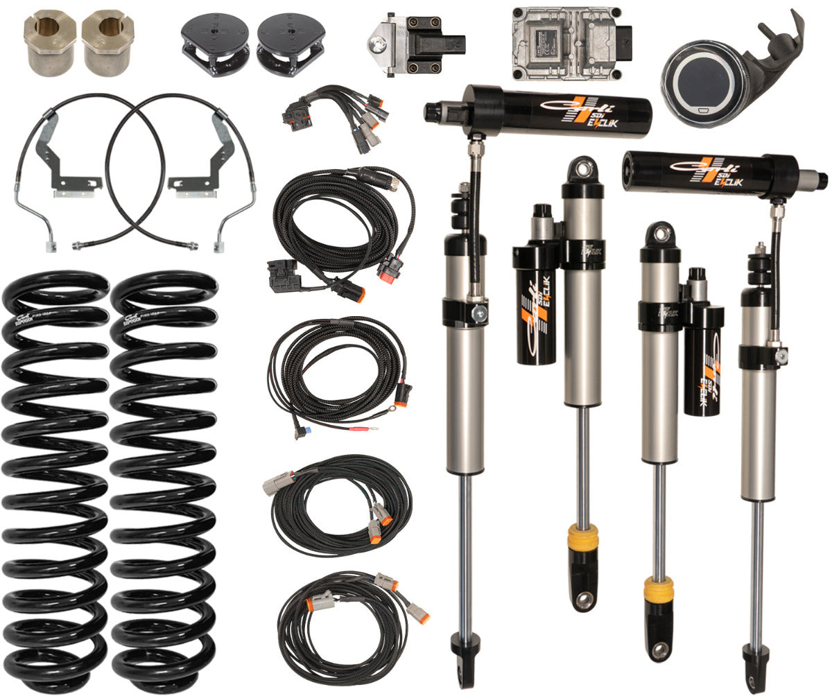 '17-22 Ford F250/350 Carli E-Venture Suspension System-2.5" Lift Display of Included parts
