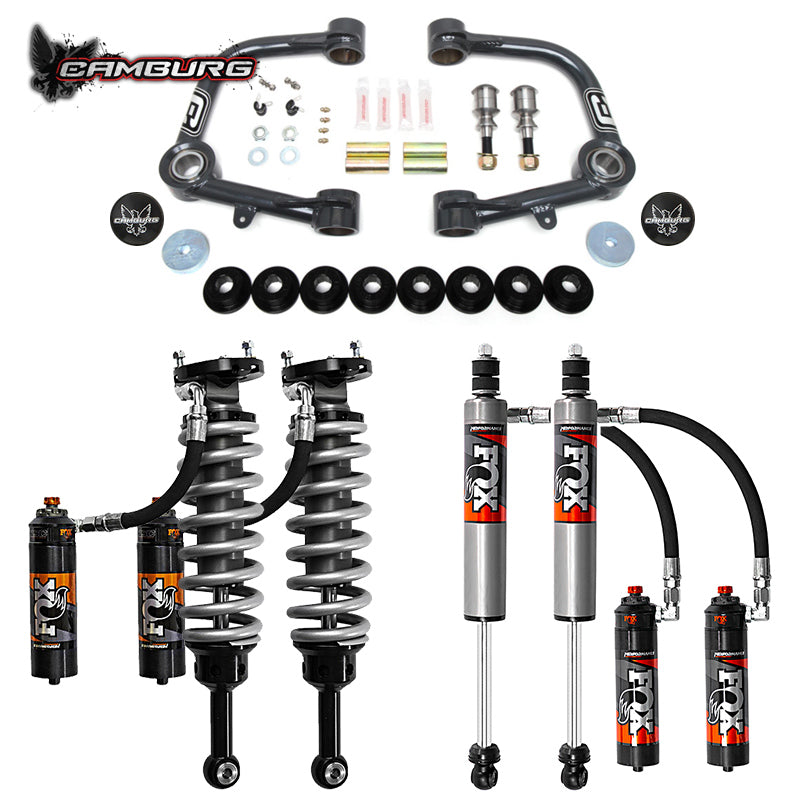 '05-23 Toyota Tacoma Camburg Fox 2.5 Performance Elite Suspension Lift Kit Display of Included Parts
